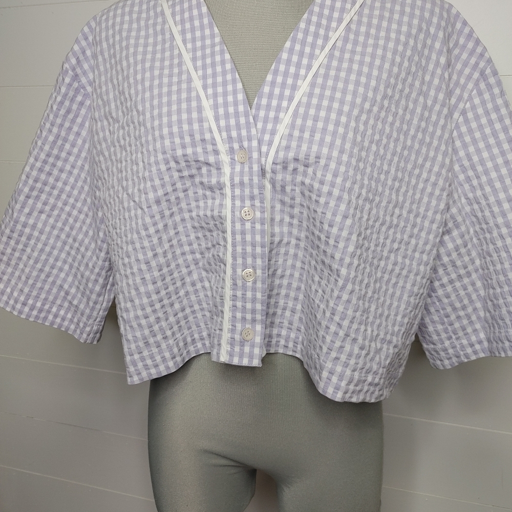 Zara lilac seersucker top size XL